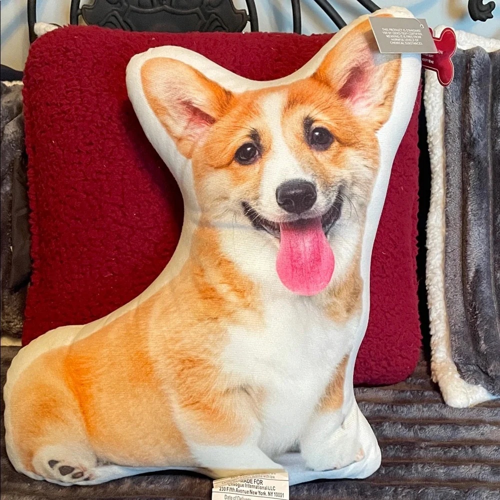 Corgi Shaped Dog Pillow - Brown and White